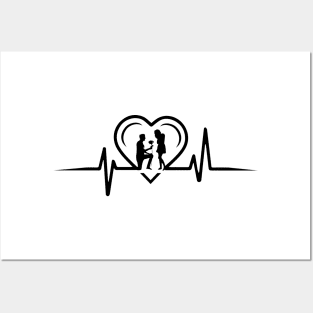 Propose Love Heartbeat Design Posters and Art